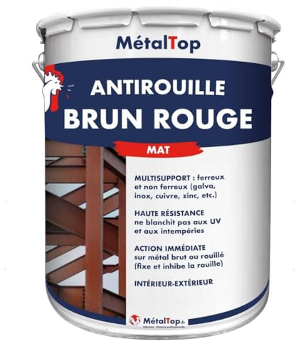 Metaltop - Antirouille Brun Rouge - Brun rouge - RAL 8012 - Pot 5 L