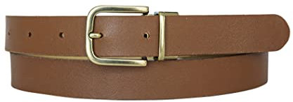 Lucky Brand Damen Wendegürtel Glattledergürtel mit altenglischem Messing Gurtschnalle – Groß Natur Gürtel, Hellbraun/natürlich, L