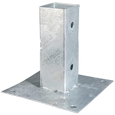 1x siwitec Aufschraubhülse für Vierkantholzpfosten, 150 mm Höhe, 71 x 71 mm Topf, Bodenhülsen für Holzpfosten, feuerverzinkter Stahl, Holzbalken Halterung, Geländerpfosten, Einschraubhülsen