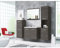 MINIO go for it - Badmöbel Set 4-Teilig Molo, 1x Badezimmer Spiegel mit Ablage, 1x Waschtisch mit Unterschrank, 2X Hängeschrank, Badezimmermöbel Set - Laminierte Spannplatte, Bodega Kiefer