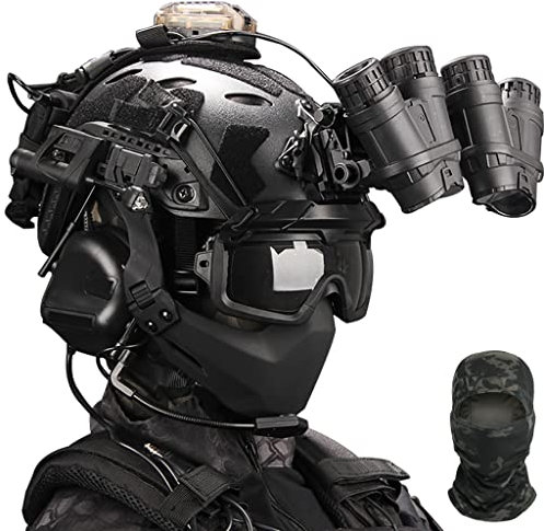 TRCTIC Taktischer Helm Set, Fast Helm mit Airsoft Maske, Noise-Cancelling-Kopfhörer, Paintball Brille und NVG Modell für Outdoor Jagd CS Militär Spiel