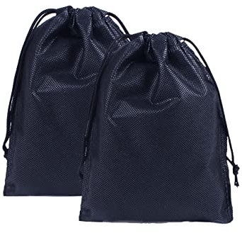 2pcs Travel Shoe Bags,Drawstring Shoe Bags Dust-Proof Cloth Bag,Portable Non-Woven Shoe Packing Clothes Bag Storage Bag dust-Proof Organizer for Daily Home Travel,Toy Boots High Heel Socks Bags,Black