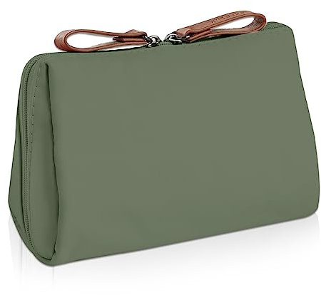 Aucuu Kosmetiktasche, Kleine Make up Taschen mit Trennwand Tasche, Mini Reise Kulturbeutel mit Doppeltem Reißverschluss, Damen wasserdichte und Leichte Handtasche Kosmetiktasche (Grün)