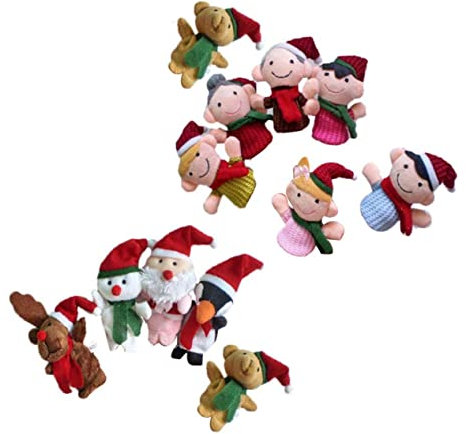 Gogogmee 11 Teiliges Set Weihnachtsfingerpuppen Cartoon Tiere Und Familienmitglieder Fingerpuppen Für Kreative Weihnachtsgeschichten Und Rollenspiele