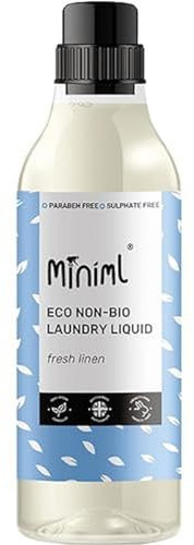 Miniml Eco Laundry Liquid Washing Detergent 1L - Natural Non Bio Fresh Linen Scented Clothes and Fabric Softener for Machine or Delicate Hand Cleaning - 100% Vegan & Cruelty Free (33 Washes)