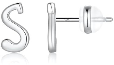 TINGN Ohrstecker Ohrringe Silber 925 Mädchen Kinder, S Buchstaben Medizinische Ohrstecker Silber Ohrschmuck für Kleine Mädchen Tochter Kinder Muttertag Geburtstag Geschenke für Frauen Herren