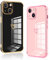 Vauki 2 Pezzi Cover per iPhone 13 Mini, Custodia con Motivo Cuore, Antiurto Ultra Silicone TPU Morbida Case con Protezione Della Fotocamera per iPhone 13 Mini, Nero e Rosa