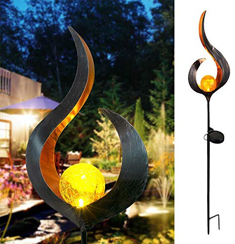 Viitech Solarleuchten für den Außenbereich, Metall-Solar-Flammenlichter mit Hohlflammeneffekt, Wasserdichte Solar-Fackellichter, Gartenornamente Landschaftsbeleuchtung Automatisches Ein-/Ausschalten