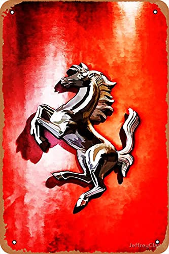 Ferrari Logo Art Poster Metall Blechschild 20,3 x 30,5 cm Vintage Retro Man Cave Wanddekoration