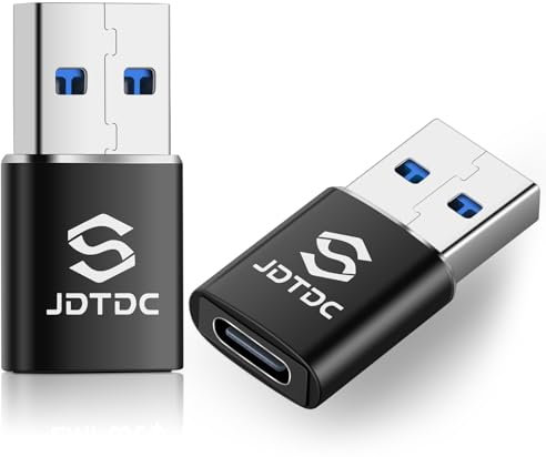 JSL JDTDC USB C to USB Adapter 2 Pack, USB C Female to USB Male Adapter Thunderbolt 4 to USB Converter USB Male Adapter Type-C to USB Adapter for Charging & Data Sync, for iPhone 15/iPad/MacBook