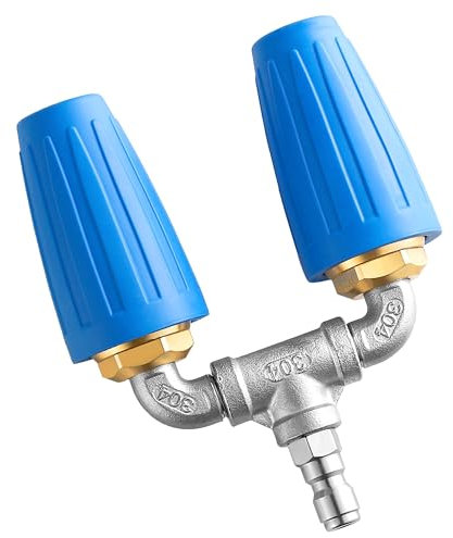 EZALOR Dual Turbo Nozzle Pressure Washer, 360°Rotating Turbo Nozzle with 1/4 Quick Connector, 2.0 Orifice Twin Turbo Nozzle, 4-6 GPM, 4000 PSI