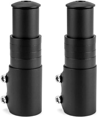 QWORK Bike Stem Riser, Aluminum Alloy Bicycle Handlebar Extender for 1-1/8 28.6mm Fork, 124mm Black, 2 Pack