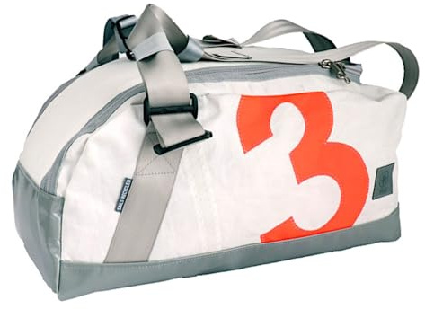 Sporttasche Container XL Segeltuch Weiss/Blau Zahl Grau