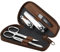 marQus Nagelset Herren und Damen 5 teilig - Feile aus Solingen - für Maniküre und Pediküre, Nageletui elegant - Nessesair super Kompakt mit kleinem und großem Knipser, Braun
