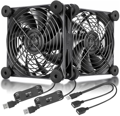 upHere gaming 120mm Quiet USB Powered Fans 5V Computer Cooling Fan with 3-speed control,Compatible for PC/Xbox/Playstation/TV Box, N12U04