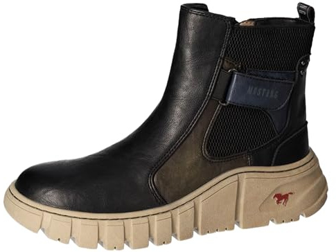 MUSTANG Damen Stiefelette sportlicher Plateau Chelsea Boot Stretch 1499-603