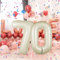 70 Geburtstag Deko zahlen luftballon 70 jahre | Folienballon Beige- für 70. Geburtstagsdeko Männer Frauen Ballon Zahl Deko zum Geburtstag fliegt mit Helium 70.Geburtstagsparty 40-101cm