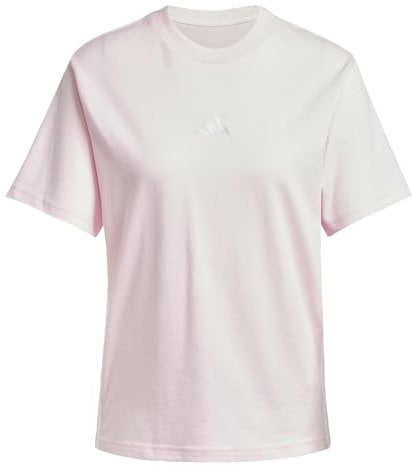 adidas Donna Essentials 3-Stripes Cotton T-Shirt, Clear Pink/White, XXL