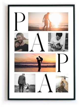 Papa Poster mit Foto Collage als personalisiertes Geschenk zu Weihnachten, zum Vatertag, Geburtstag. Vater Bild selbst gestaltet als Geburtstagsgeschenk & Weihnachtsgeschenk. (15. Papa Collage)