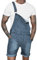 Duohropke Jeans da uomo, estivi, in denim, salopette corte in jeans, pantaloni corti, Azzurro, S