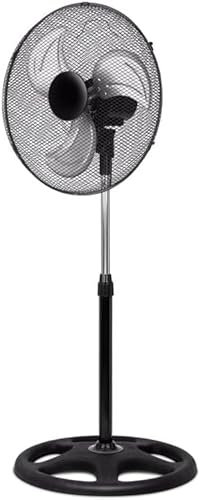 UBOON Ventilador de Pie AONE, 18 Pulgadas (45 cm), 75W-100W, Oscilante, 3 Velocidades, Altura Ajustable 110-130 cm, Motor Silencioso, Fácil de Montar