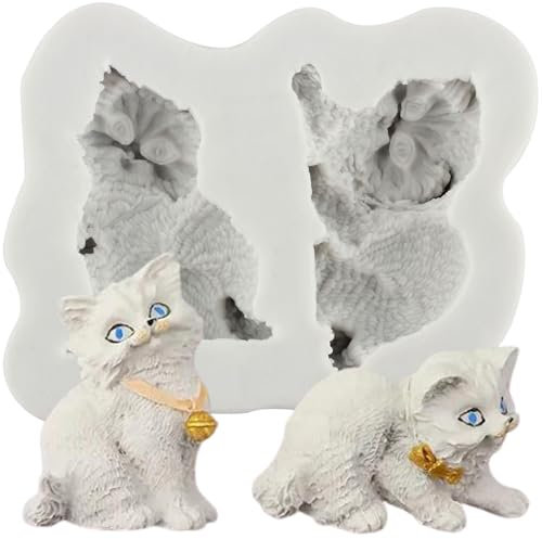 MINFEIDMS Moule en silicone en forme de chat mignon pour décoration de gâteau en sucre pâte polymère
