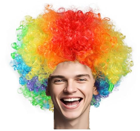 Afro Clown Perücke Lockenkopf Lockenperücke Afroperücke Fasching Kostüm Wig für Herren Damen Karneval Halloween (Mehrfarbig)