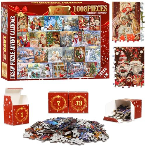 Puzzle Adventskalender 2024 Erwachsene 24 Tage Weihnachten Kalender Frauen Männer