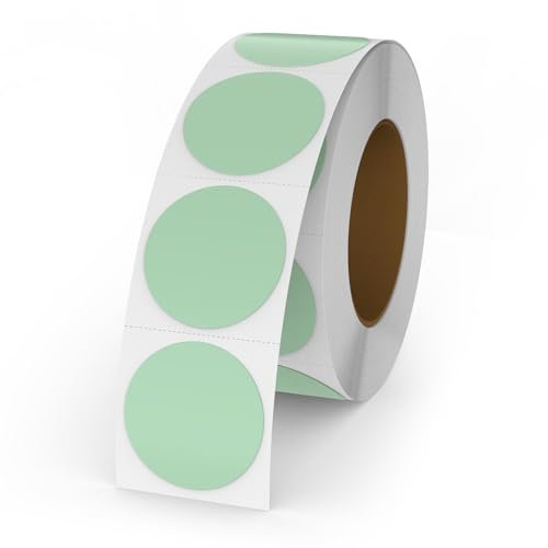 YIKIADA 500 Stück Runde Aufkleber 25 mm Thermo Etiketten Punkt Selbstklebend Rolle Adressaufkleber Wasserdicht Kleine Klebepunkte Farbkodierung Grün