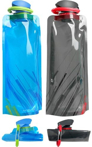 Voarge Lot de 2 gourdes pliables - Sacs à dos réutilisables - Pliables - Pour la randonnée, les voyages, l'aventure