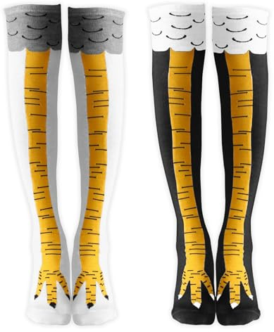 MUNSKT 2 Paires de Chaussettes de Cuisse de Poulet, Nouveauté Crazy Foot Socks, Hauteur au Genou 3D Animal