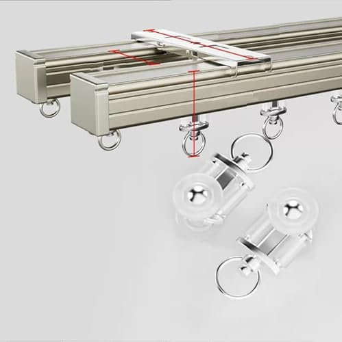 Ensemble de Rails de Rideaux de Plafond en Alliage D'aluminium pour Rideaux Système de Rails de Rideaux Robustes pour Intimité Salon Chambre Douche au Pla(Size:16.4ft/5m,Color:Champagne/Double voie)