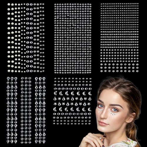 Glitzersteine Gesicht, 1418 Stück Strasssteine Selbstklebend, Glitzer Kristall Edelsteine Aufkleber für Festival Schminke und Temporäre Tattoos