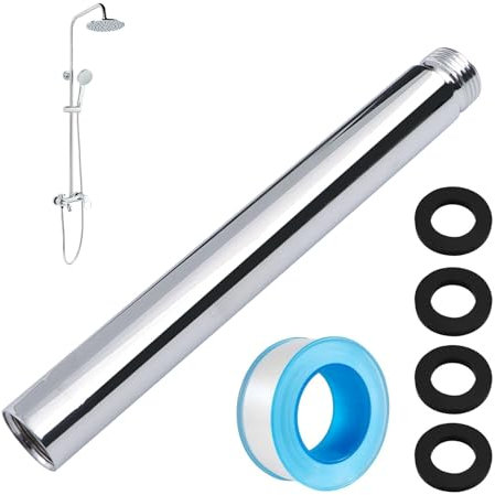 URHRHU 15 cm Braccio Doccia in Acciaio Inox Estensione del Braccio Doccia G 1/2 Braccio di Estensione Soffione Doccia Cromatura Tubo Estenditore Doccia