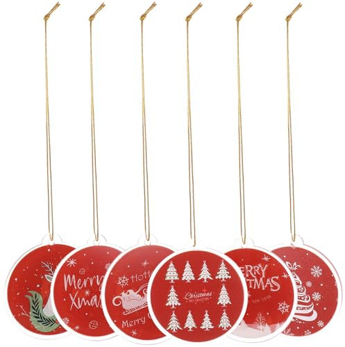 JOINPAYA 6stücke Teiliges Weihnachtsbaumhänger Aus Klarem Acryl Runde Hängende Dekorationen Für Weihnachtsbaum Fenster Wand Und Auto Xmas Und Party Deko