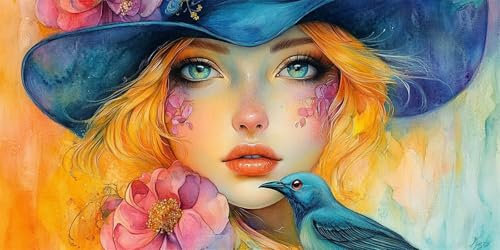 Woman Paint by Numbers for Adults Bird Paint by Numbers Kits 80x160cm Large Paint by Numbers for Adults with Frame, 5D DIY Color Oil Painting Craft Kits for Adults UK, Home Wall Bedroom Decor Gifts