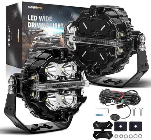 maXpeedingrods 2X 3,5 Zoll 160W LED Offroad Pod Lights, Runde Lichtleiste 19200LM Hell mit Bernstein/Weiß DRL 3 Modi, 270°Side Shooter für LKW Jeep Pickup ATV UTV Motorräder