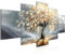 Runa Art - Quadri Albero della vita 200 x 100 cm 5 Pezzi XXL Decorazione Murale Design Grigio Oro 054451a