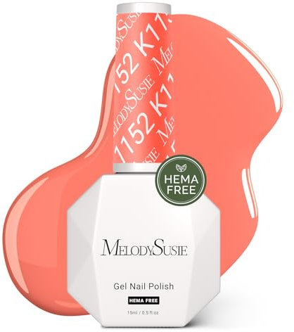 MelodySusie Hema Free Gel Nail Polish, 0.5 Fl Oz Thick Coral Orange Gel Polish, Non-Toxic, Long Lasting, Soak Off UV Nail Polish, Manicure Nail Design Salon DIY Nail Art at Home K1152