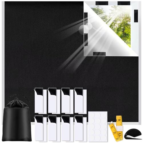 Blackout Blind, 300 x 145 cm Portable Blackout Blinds Stick on Blinds for Windows Fits Any Size Shape with Strong adhesive and Velcro for Bedroom, Nursery, Loft
