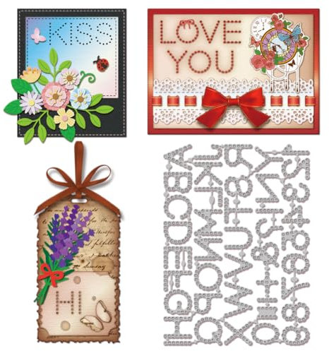 GLOBLELAND 26 Buchstaben und 10 Zahlen aushöhlen Metall Stanzschablone Papierpräge Stanzschablonen Set Stanzformen für Kartenherstellung DIY Papier Scrapbooking Handgefertigtes Fotoalbum