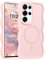 Pepmune Cover Magnetica per Samsung Galaxy S25 Ultra Custodia Compatibile con Magsafe Cornice Ondulata Forma Custodia Traslucida Opaca Cover Protettiva Sottile Antiurto Case per Samsung S25 Ultra Rosa