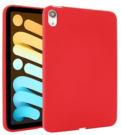 Custodia in silicone morbido compatibile con iPad Mini 7 (A17 Pro) 2024/Mini 6 da 8,3, sottile, leggera, opaca, in TPU antiurto, compatibile con iPad Mini 7. Colore: rosso