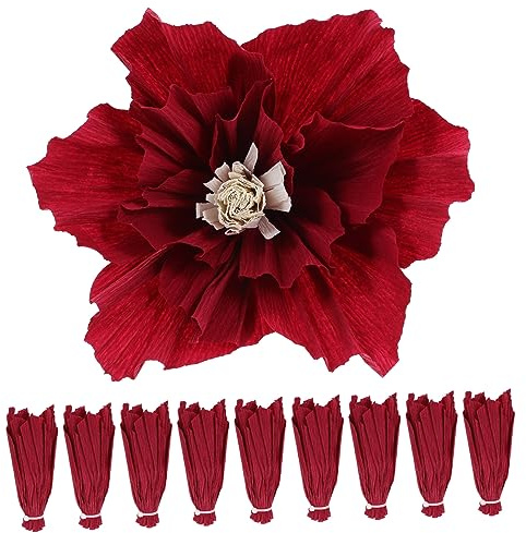 VICASKY 10 Stück Rote Papierblumen Dekorationen Halloween Feier | 3d Wanddeko aus Papier, Leicht Aufzuhängen, Platzsparend Verstaubar, Weihnachten Party Zufällige Farbe