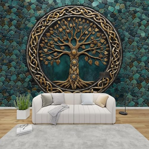PaxGloz Fototapete Lebensbaum Tapete Baum Des Lebens Tapeten Vliestapete Modern Keltische Wandtapete Wohnzimmer Schlafzimmer Kinderzimmer Wikinger Wanddeko Motivtapeten 200 x 140 cm (B x H)