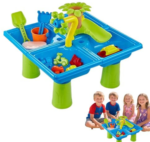 Wpsagek Kindersandtisch, Sand- Und Wassertisch Für Kinder, spielset Mit Eimern & Förmchen, Garten Spielzeug Für Sinnesaktivitäten, Kinderspiel Für Drinnen & Draußen