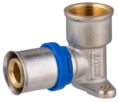 Raccord Multicouche à Sertir Multi profils TH-H-U coude applique murale diamètre Ø20 mm - à visser femelle 15x21 (1/2) - Norme NF 545 pour réseau d'eau potable et chauffage NOYON & THIEBAULT