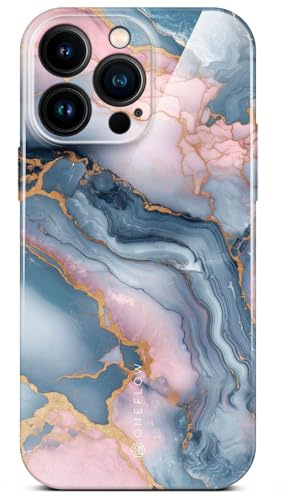 ONEFLOW Bliss Cover für iPhone 15 Pro Max Hülle in Marmor Optik, Designer Case Handy Schutzhülle mit Kameraschutz, Muster Hardcase Glitzer Handyhülle marmoriert, Rosa Gold Grau