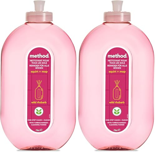 method Bodenreiniger, Reiniger für strahlenden Glanz auf Böden, frischer Rhabarberduft, gründliche Reinigung, 1 x 739 ml (Packung mit 2)