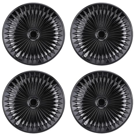 Luocute 17-Zoll-Radkappen, 4er-Set, Felgenabdeckung, Universelle Radkappen, Ersatz-ABS-Material, Außenzubehör für Pkw, Pickup, Truck, SUV, R17-Raddekorationszubehör (Black)